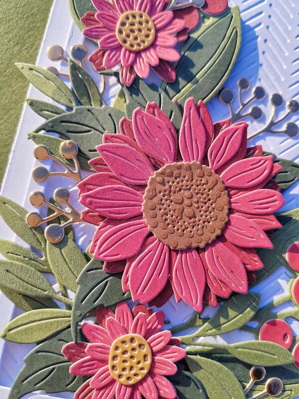 Přání ruční výroba - Květiny - zlatý rámeček - 1 ks