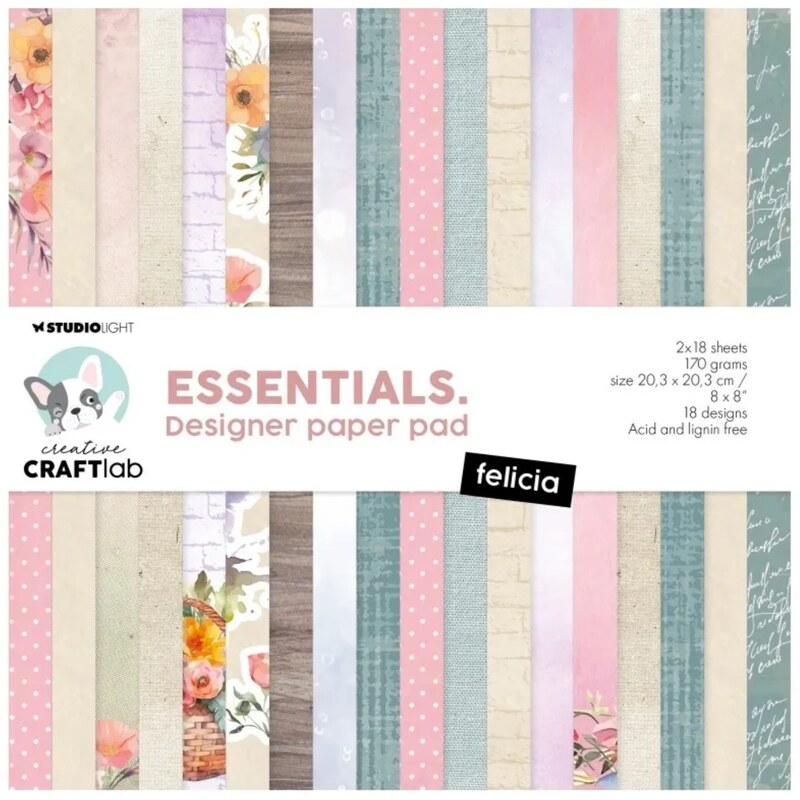 Potištěné papíry 20,3 x 20,3 cm - Studio Light - Felicia - sada 36 listů