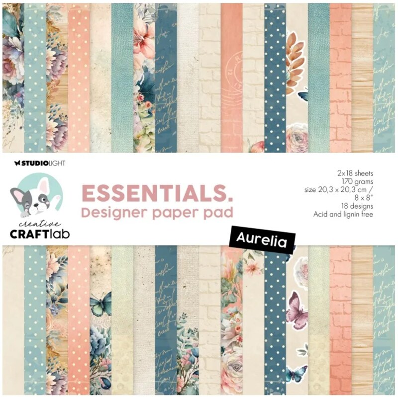 Potištěné papíry 20,3 x 20,3 cm - Studio Light - Aurelia - sada 36 listů