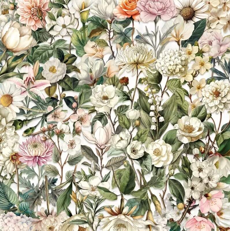 Průhledné samolepky - světlé květiny - sada 25 ks