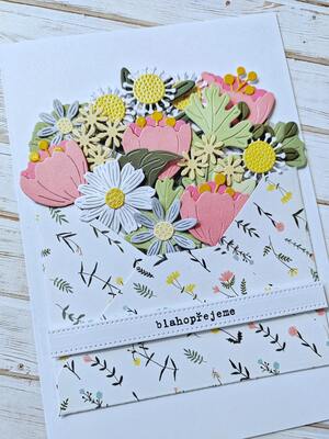 Přání ruční výroba - Květiny v obálce 4 - 1 ks