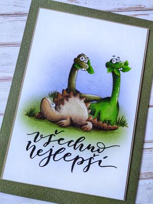 Přání ruční výroba - Dinosauři 2 - 1 ks