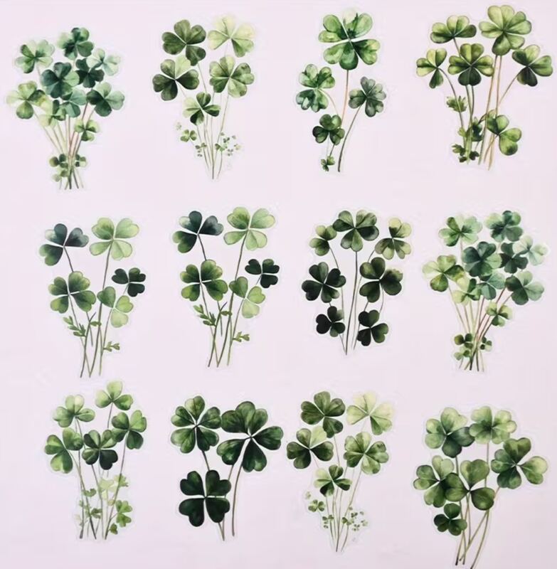 Průhledné samolepky "čtyřlístky" - sada 10 ks