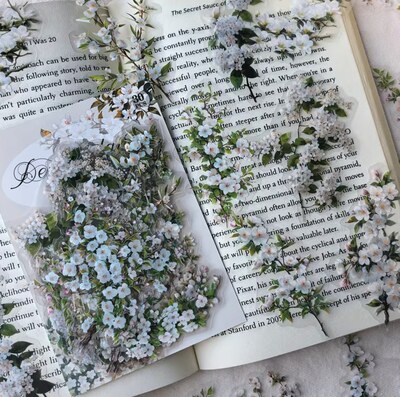 Průhledné samolepky "větve s bílými květy" - sada 15 ks Průhledné samolepky "větve s bílými květy" - sada 15 ks