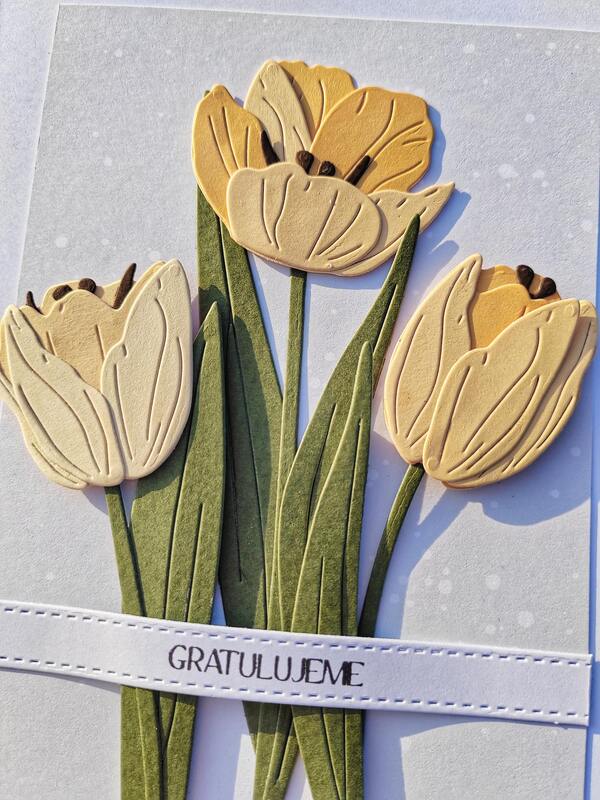 Přání ruční výroba - Tulipány - 1 ks