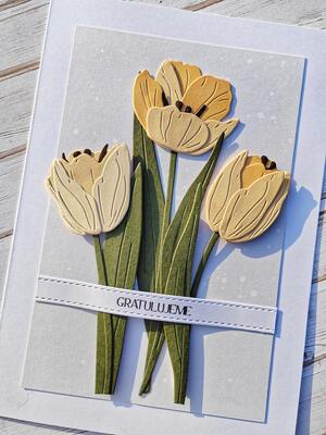 Přání ruční výroba - Tulipány - 1 ks