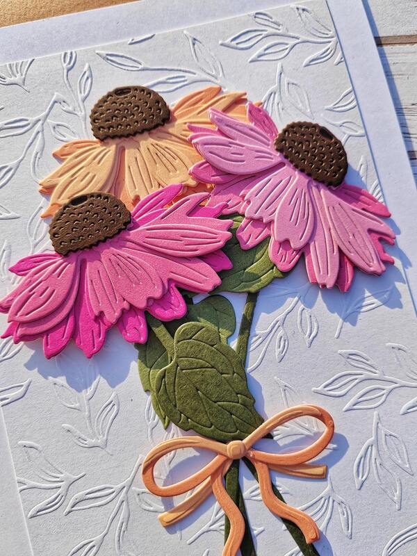 Přání ruční výroba - Echinacea - 1 ks