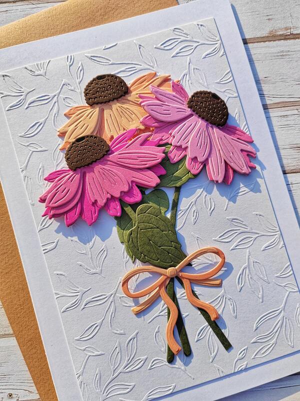 Přání ruční výroba - Echinacea - 1 ks