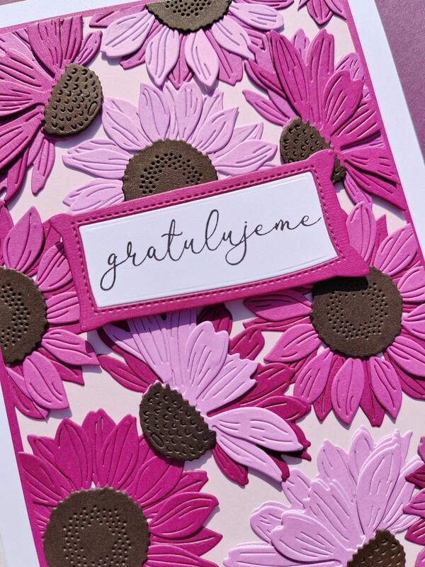 Přání ruční výroba - Fialové Echinacey - 1 ks