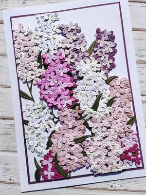 Přání ruční výroba - Šeřík - barevný - 1 ks