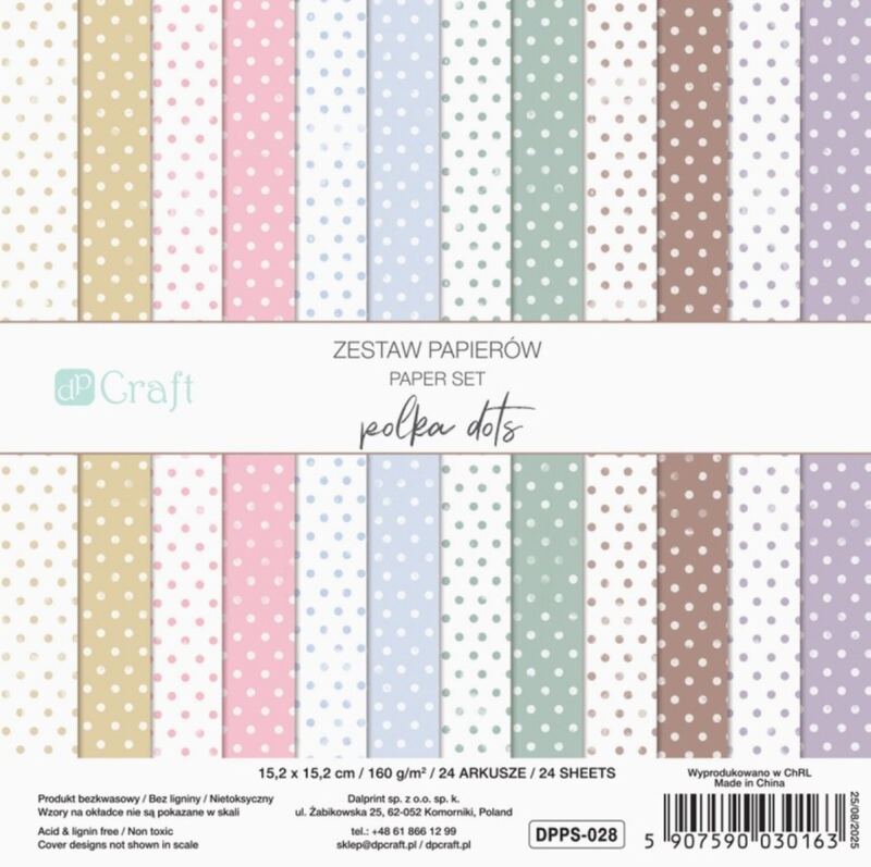 Sada scrapbookových papírů DP Craft 15x15 cm - puntíky - 24 listů