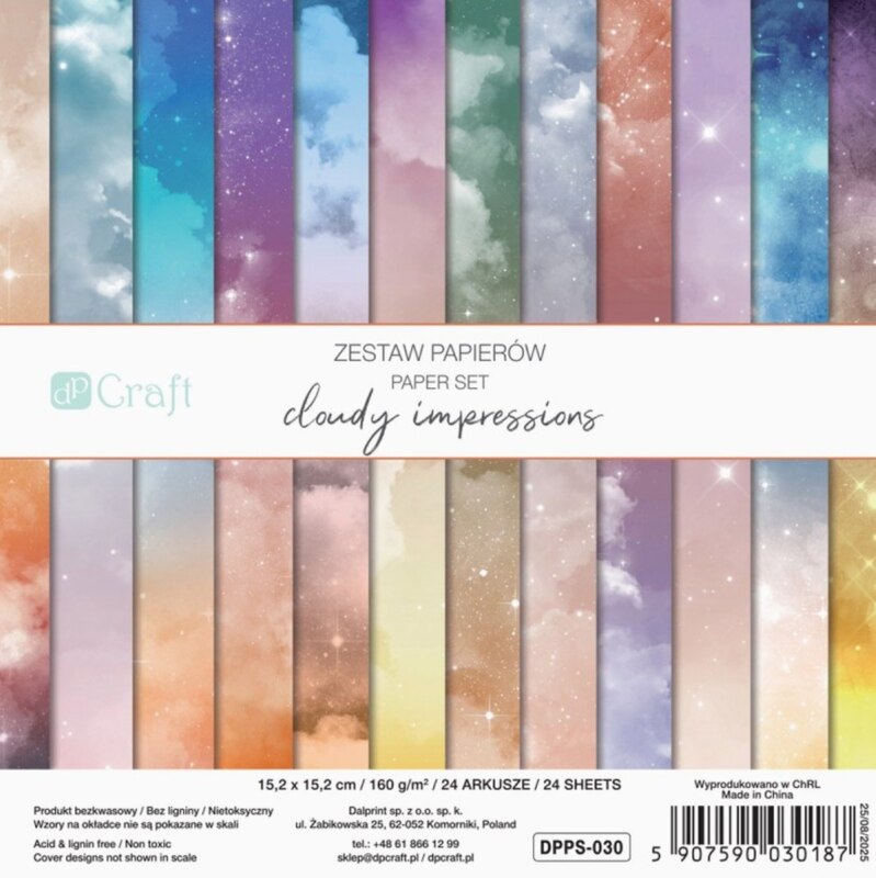 Sada scrapbookových papírů DP Craft 15x15 cm - duhové nebe - 24 listů