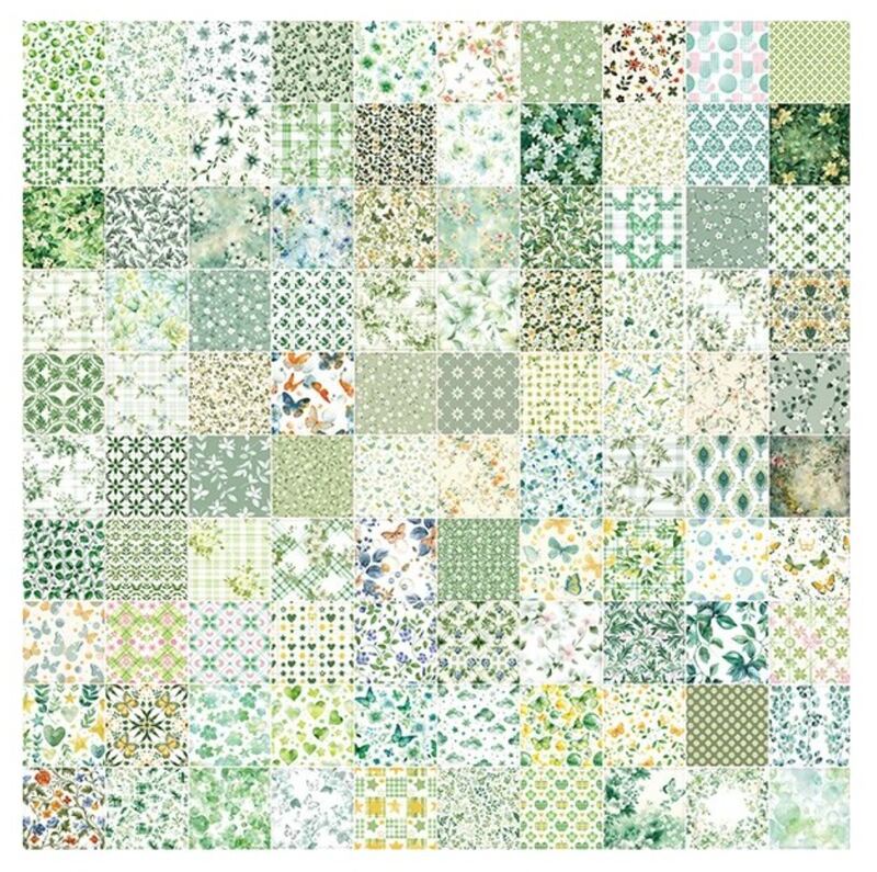 Sada scrapbookových papírů DP Craft 8x8 cm - zelené květiny - 100 listů