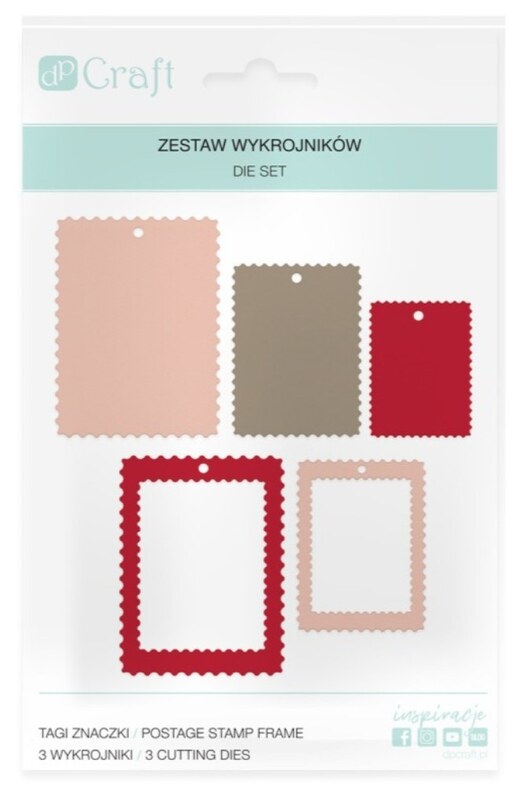 Vyřezávací šablony DP Craft - poštovní známky a ozdobné visačky - 3 ks