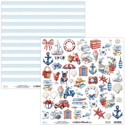 Potištěný papír k vystřihování 12x12 MINTAY PAPERS - U moře - 1 list