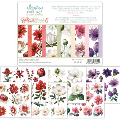 Kniha k vystřihování MINTAY PAPERS - Flora 6 - 24 listů v sadě