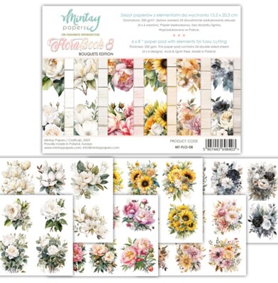 Kniha k vystřihování MINTAY PAPERS - Flora 8 - 24 listů v sadě