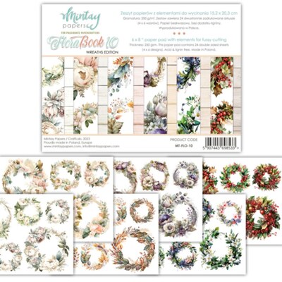 Kniha k vystřihování MINTAY PAPERS - Flora 10 - 24 listů v sadě