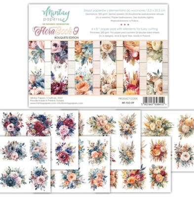 Kniha k vystřihování MINTAY PAPERS - Flora 9 - 24 listů v sadě