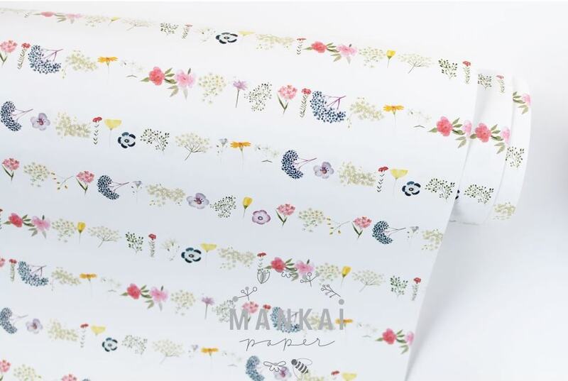 Designový balicí papír MANKAI A2 - Louka v siluetě - 1 arch