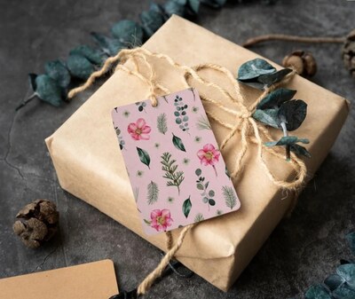 Jmenovky na dárky - Botanical pink - 5 ks v sadě