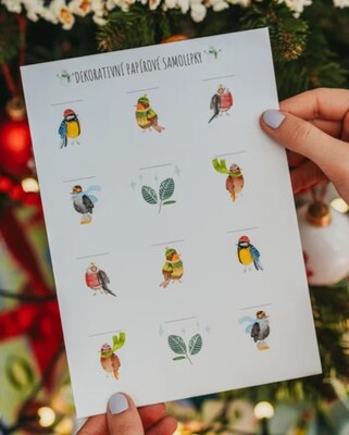 Samolepky na dárky ePiPí - Ptáčci - 12 ks na archu