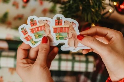Jmenovka na dárky ePiPí - myška s dárky - 1ks