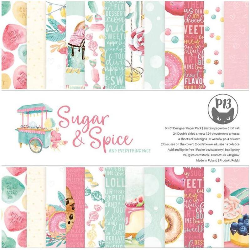 Sada scrapbookových oboustranně potištěných papírů P13 6x6" Sugar & Spice - sada 24 listů