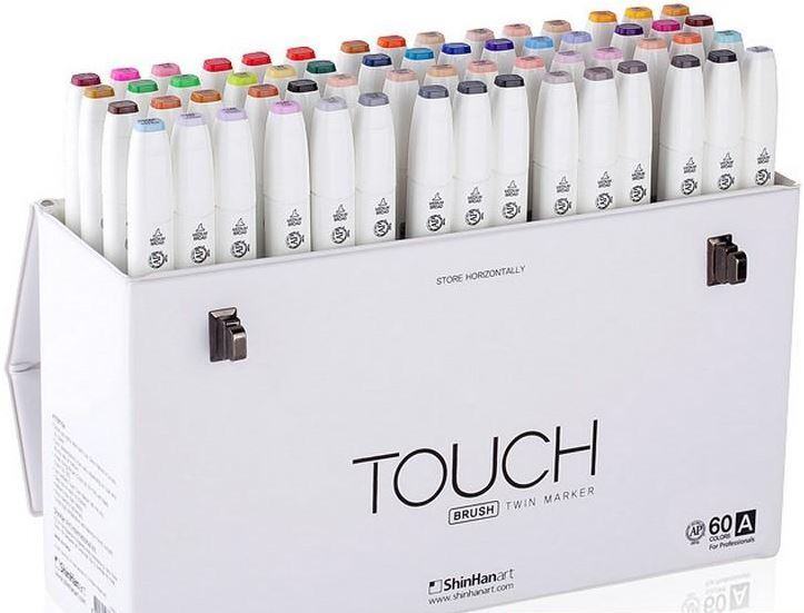 Alkoholové fixy TOUCH Twin Brush Marker, sada A - 60 ks - kompletní sada