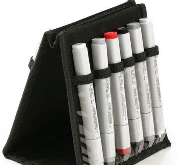 Pouzdro na 12 ks fixů/popisovačů - černá - 16,5 x 21 cm