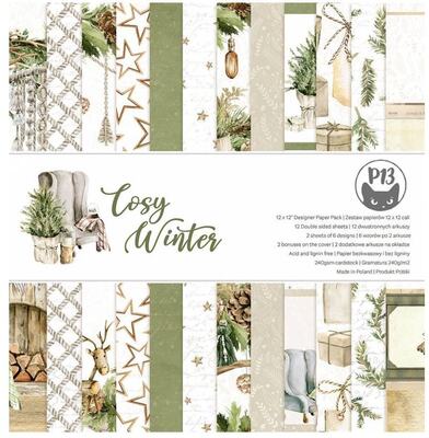 Sada scrapbookových oboustranně potištěných papírů P13 12x12" Cosy Winter - sada 12 listů