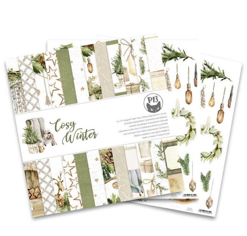 Sada scrapbookových oboustranně potištěných papírů P13 12x12" Cosy Winter - sada 12 listů