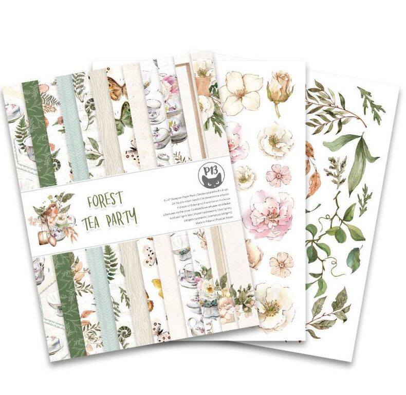 Sada scrapbookových oboustranně potištěných papírů P13 6x8" Forest tea party - sada 24 listů