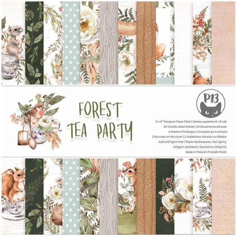 Sada scrapbookových oboustranně potištěných papírů P13 6x6" Forest tea party - sada 24 listů