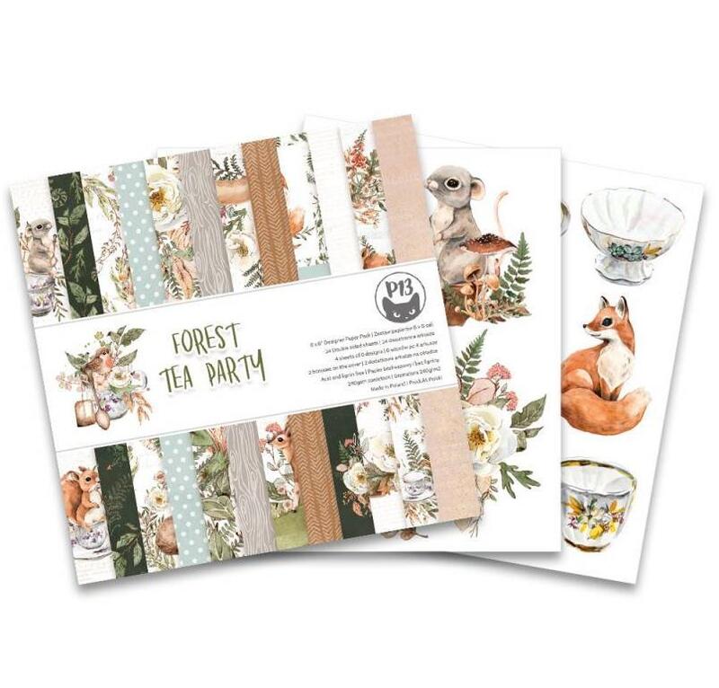 Sada scrapbookových oboustranně potištěných papírů P13 6x6" Forest tea party - sada 24 listů