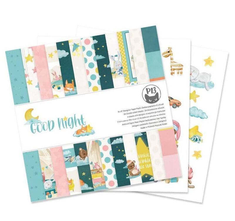 Sada scrapbookových oboustranně potištěných papírů P13 6x6" Good Night - sada 24 listů