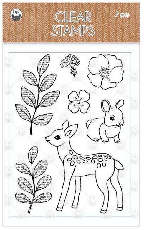 Silikonová razítka P13 - Forest tea party - sada 7 ks