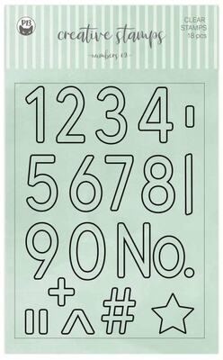 Silikonová razítka P13 - čísla obrys - sada 18 ks