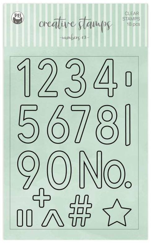 Silikonová razítka P13 - čísla obrys - sada 18 ks