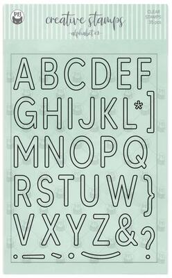 Silikonová razítka P13 - abeceda obrys - sada 35 ks