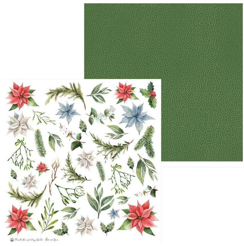 Sada scrapbookových oboustranně potištěných papírů P13 12x12" CW Red & Green - sada 12 listů
