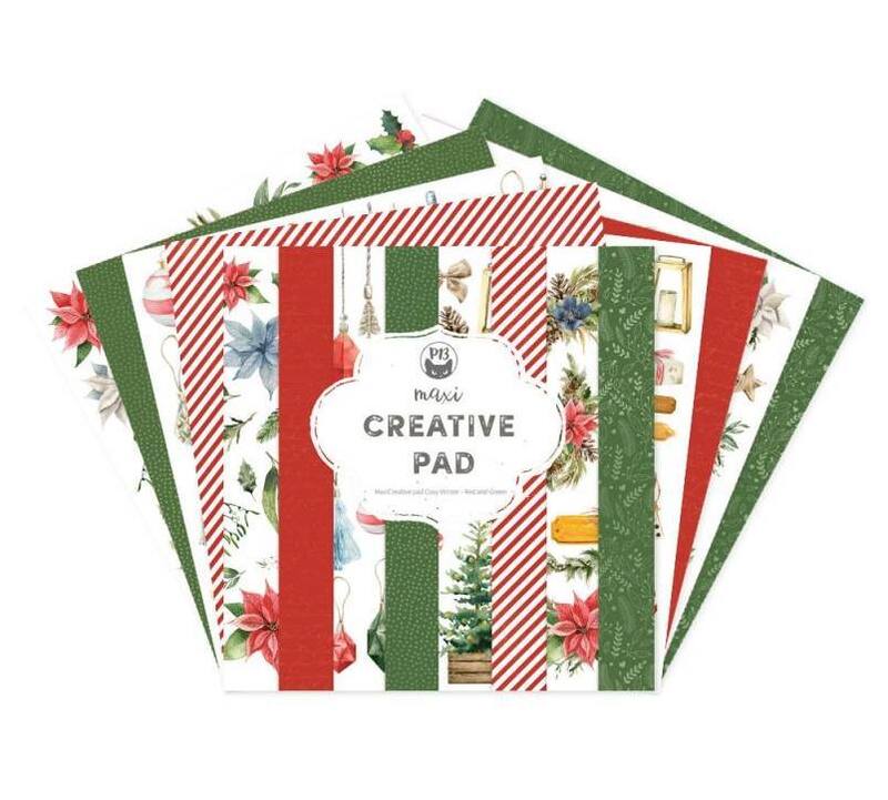 Sada scrapbookových oboustranně potištěných papírů P13 12x12" CW Red & Green - sada 12 listů