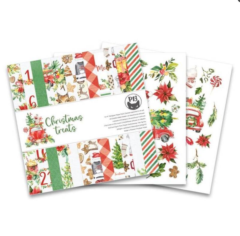Sada scrapbookových oboustranně potištěných papírů P13 6x6" Christmas treats - sada 24 listů