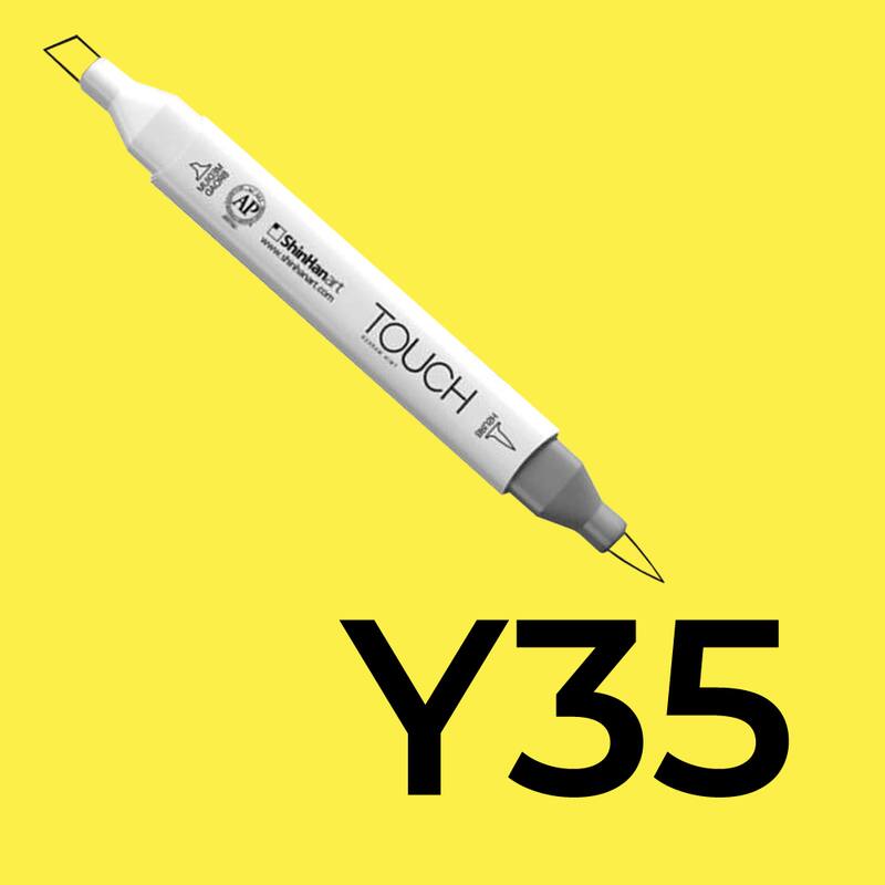 Alkoholový fix TOUCH Twin Brush Marker - žlutá