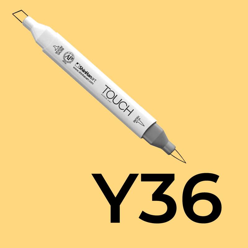 Alkoholový fix TOUCH Twin Brush Marker - žlutá