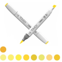 Alkoholový fix TOUCH Twin Brush Marker - žlutá