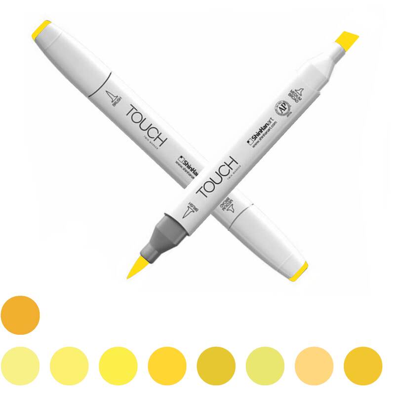 Alkoholový fix TOUCH Twin Brush Marker - žlutá