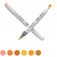 Alkoholový fix TOUCH Twin Brush Marker - oranžová