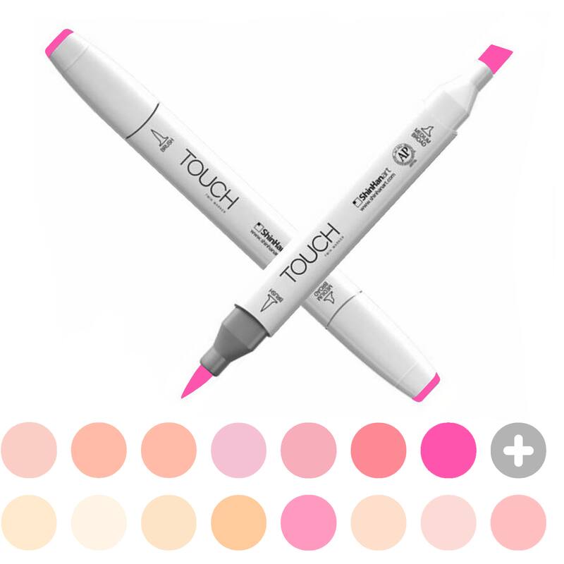 Alkoholový fix TOUCH Twin Brush Marker - růžová
