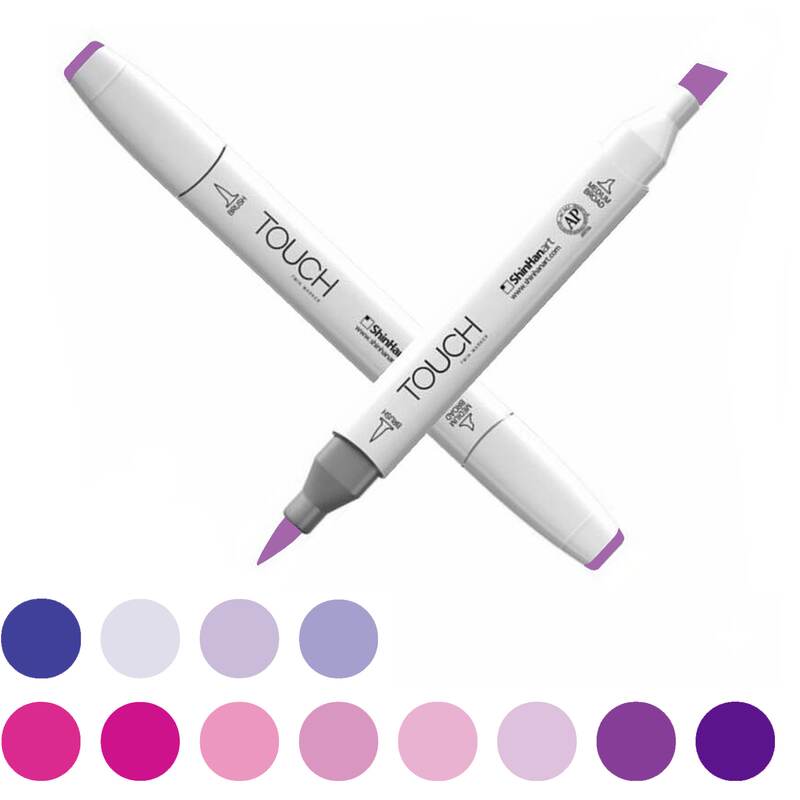 Alkoholový fix TOUCH Twin Brush Marker - fialová
